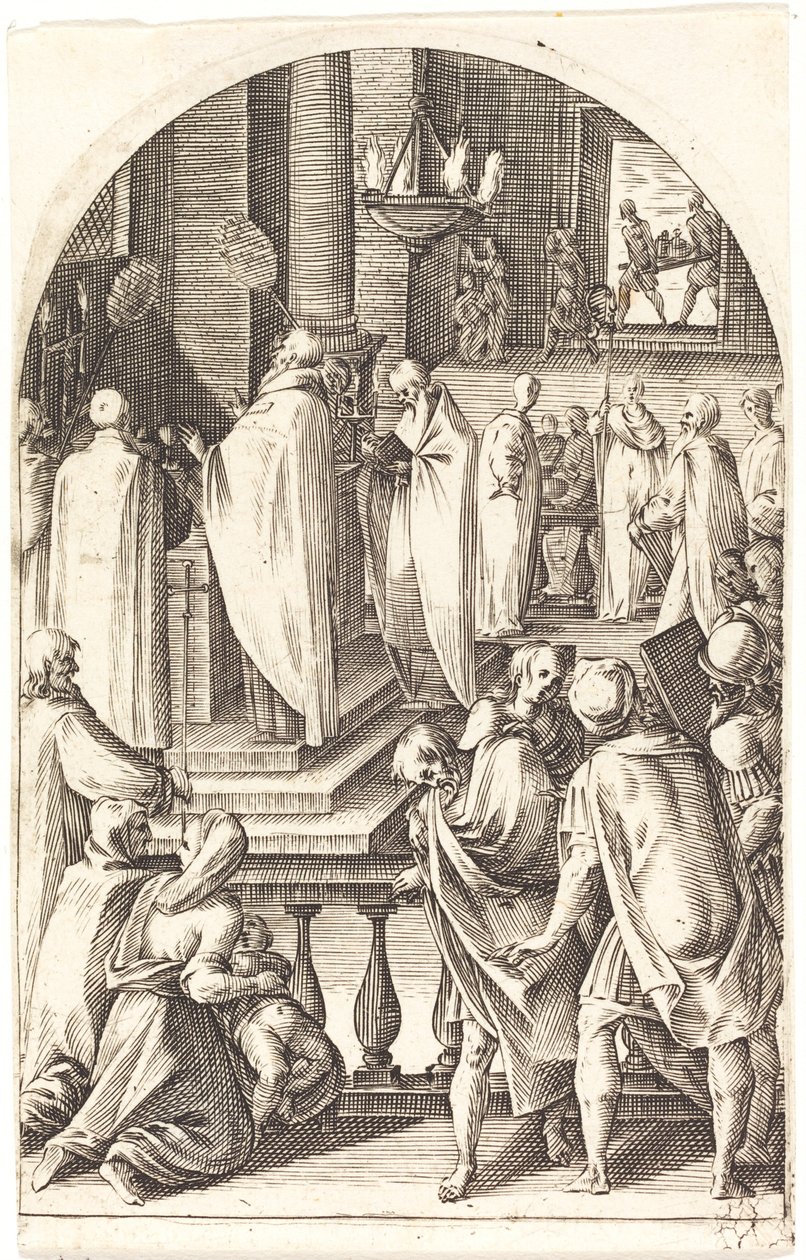 Szent Bazil szentmisét celebrál, 16081611. alkotó: Jacques Callot