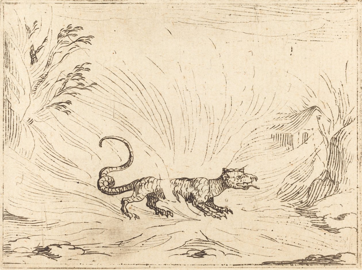 Szalamandra Lángokkal körülvéve alkotó: Jacques Callot