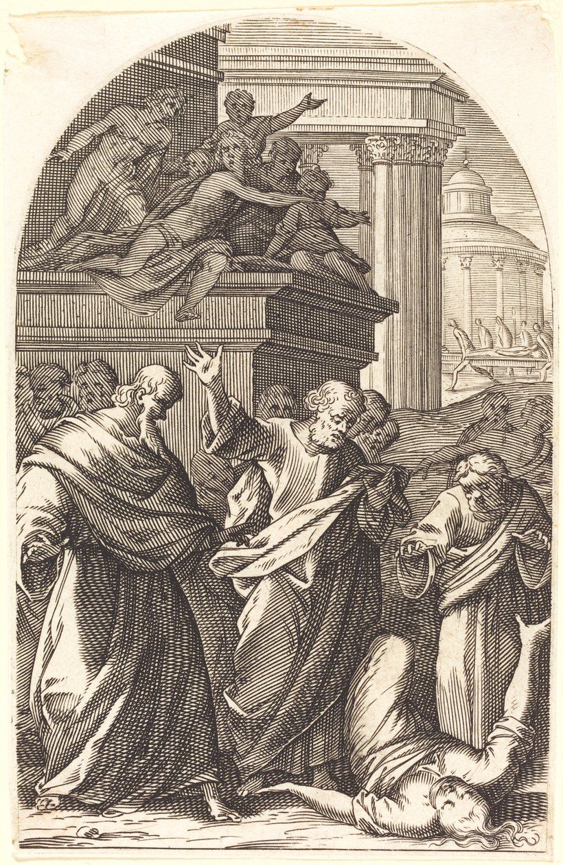 Sapphira halállal büntetve, 16081611. alkotó: Jacques Callot