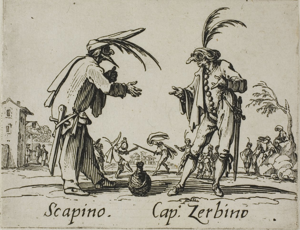 Scapino - Zerbino kapitány, 12. lemez a Balli di Sfessania-ból alkotó: Jacques Callot