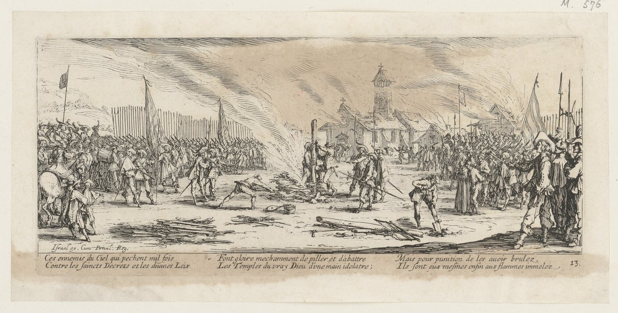A máglya, a „A háború borzalmai” című sorozat 13. lapja alkotó: Jacques Callot