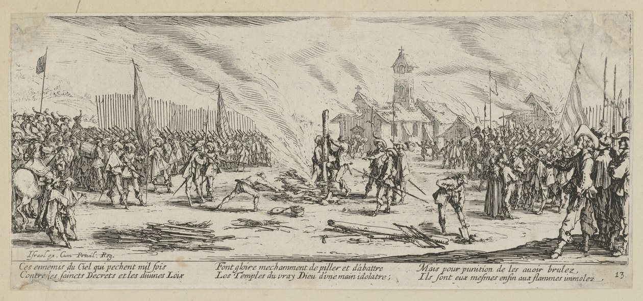 Máglya, a "Háború borzalmai" sorozat 13. lapja alkotó: Jacques Callot
