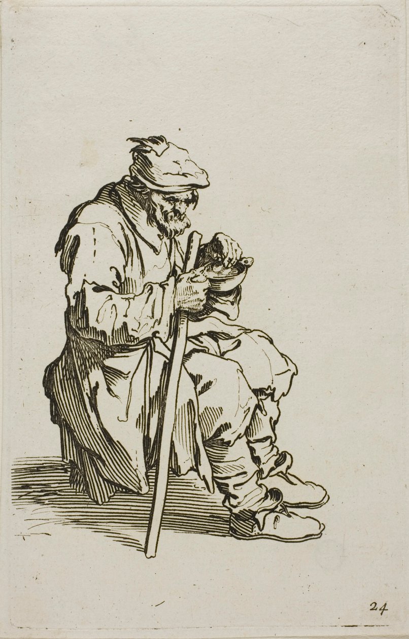 Ülő koldusevés, 24-es tányér a The Beggars-től alkotó: Jacques Callot
