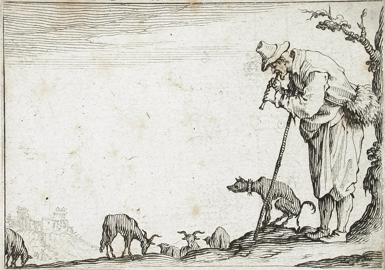 Fuvolázó pásztor alkotó: Jacques Callot