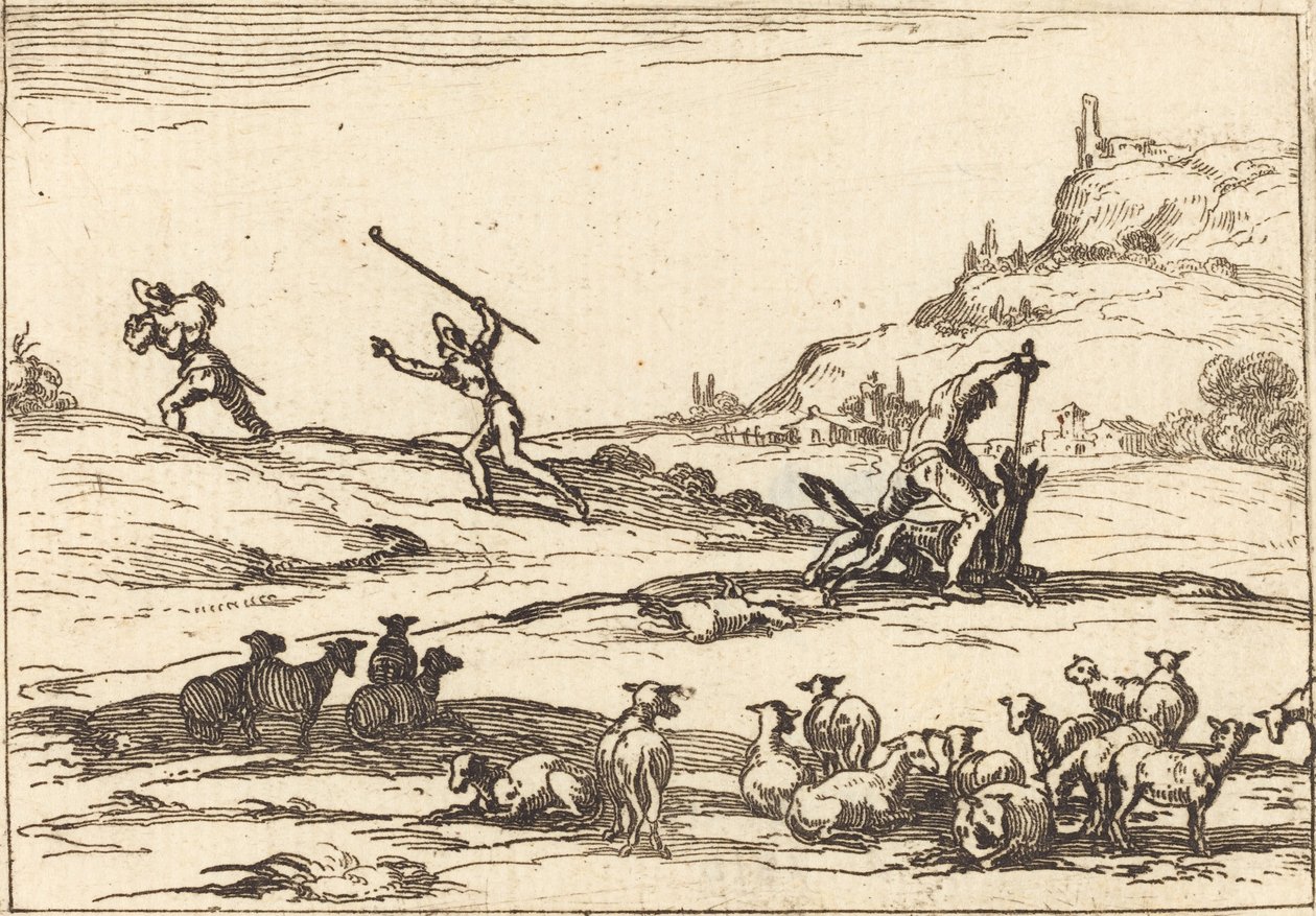 Pásztorok, akik védik állományukat alkotó: Jacques Callot