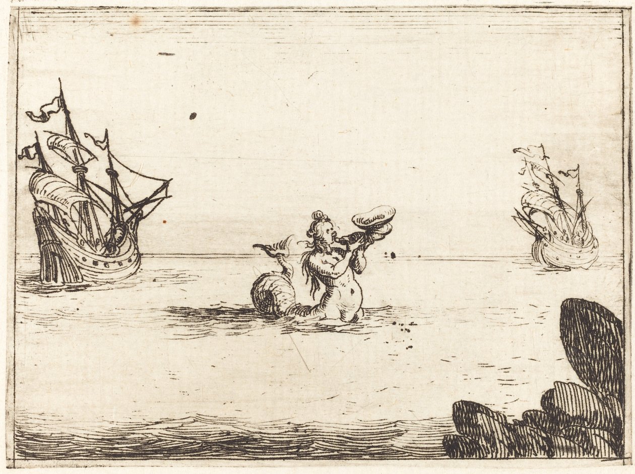 Sziréna két hajó között, 1628. alkotó: Jacques Callot