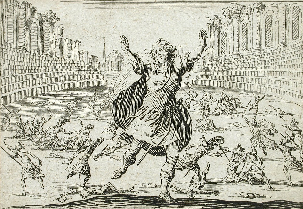 Csatározás a cirkuszban alkotó: Jacques Callot