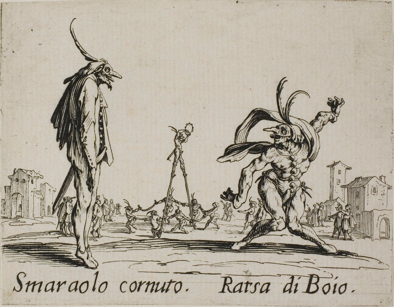 Horned Smaraolo – hóhér Ratsa, 4. lemez a Balli di Sfessaniától alkotó: Jacques Callot