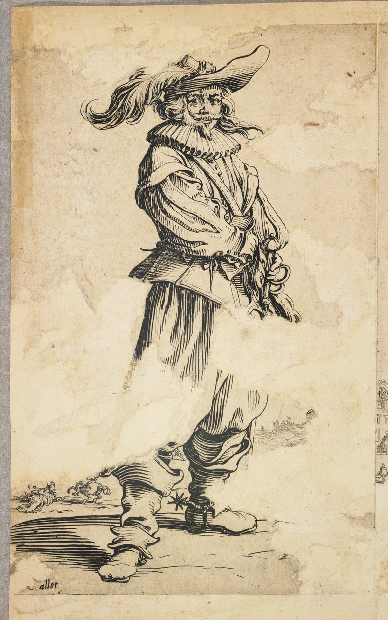 Katona tollas kalapban, La Noblesse de Lorraine (verso), 1620-23 alkotó: Jacques Callot