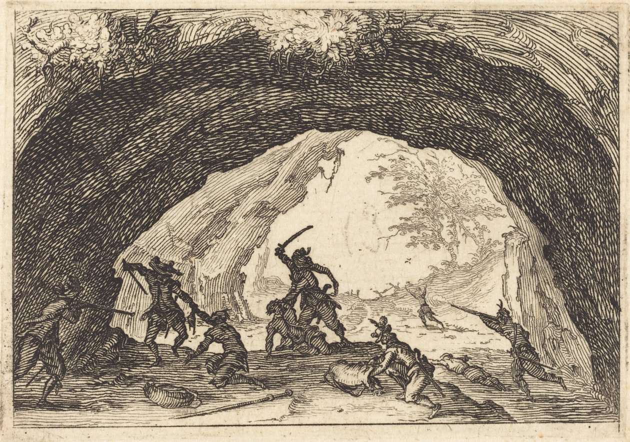 Rablókat támadó katonák alkotó: Jacques Callot