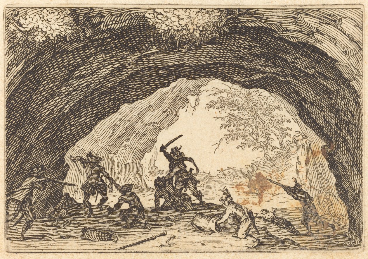 Rablókat támadó katonák alkotó: Jacques Callot