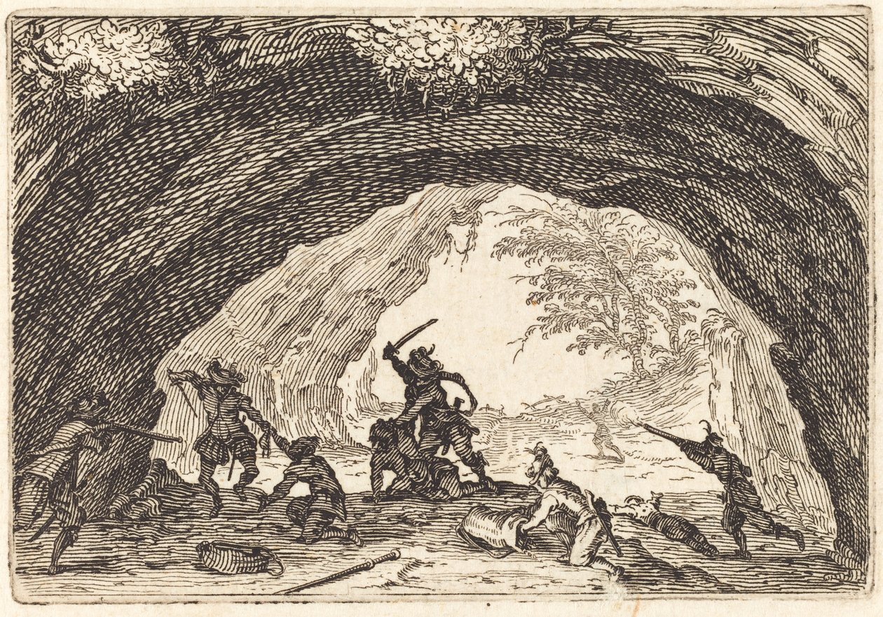 Rablókat támadó katonák alkotó: Jacques Callot