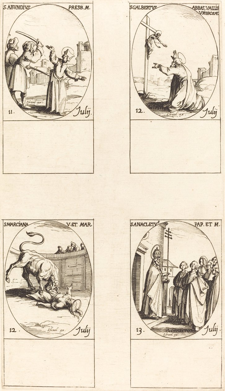 Utca. Bőséges; Utca. Galbertus; Utca. Marciana; Utca. Anacletus alkotó: Jacques Callot