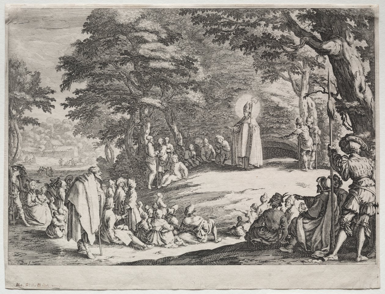 Szent Amo prédikál egy erdőben alkotó: Jacques Callot