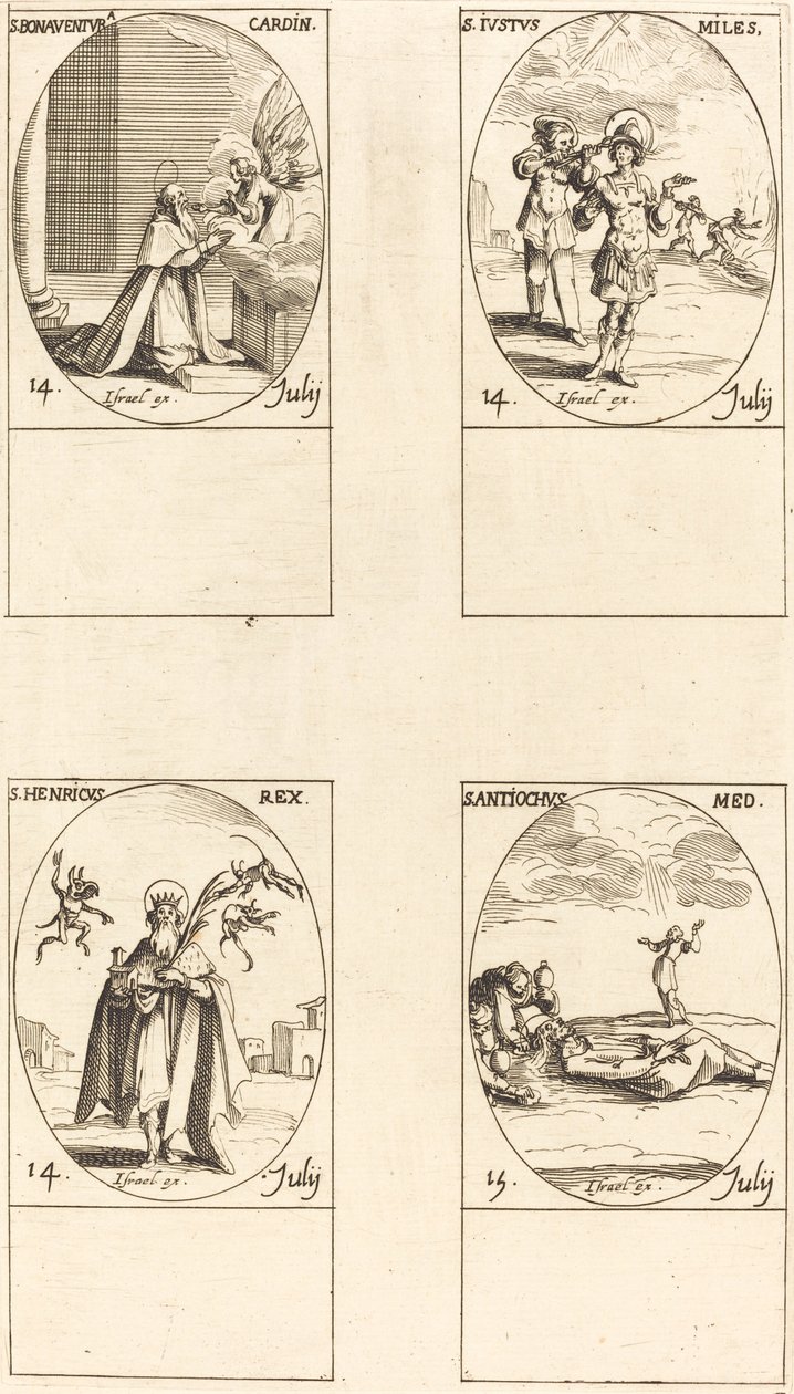 St. Bonaventura; Szent Juszt; Szent Henrik császár; Szent Antiokhosz alkotó: Jacques Callot