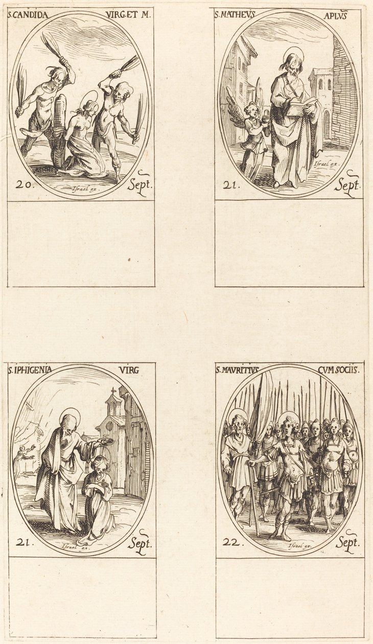 St. Canida; Szent Máté; St. Ipigenia; Szent Mauritius és társai alkotó: Jacques Callot