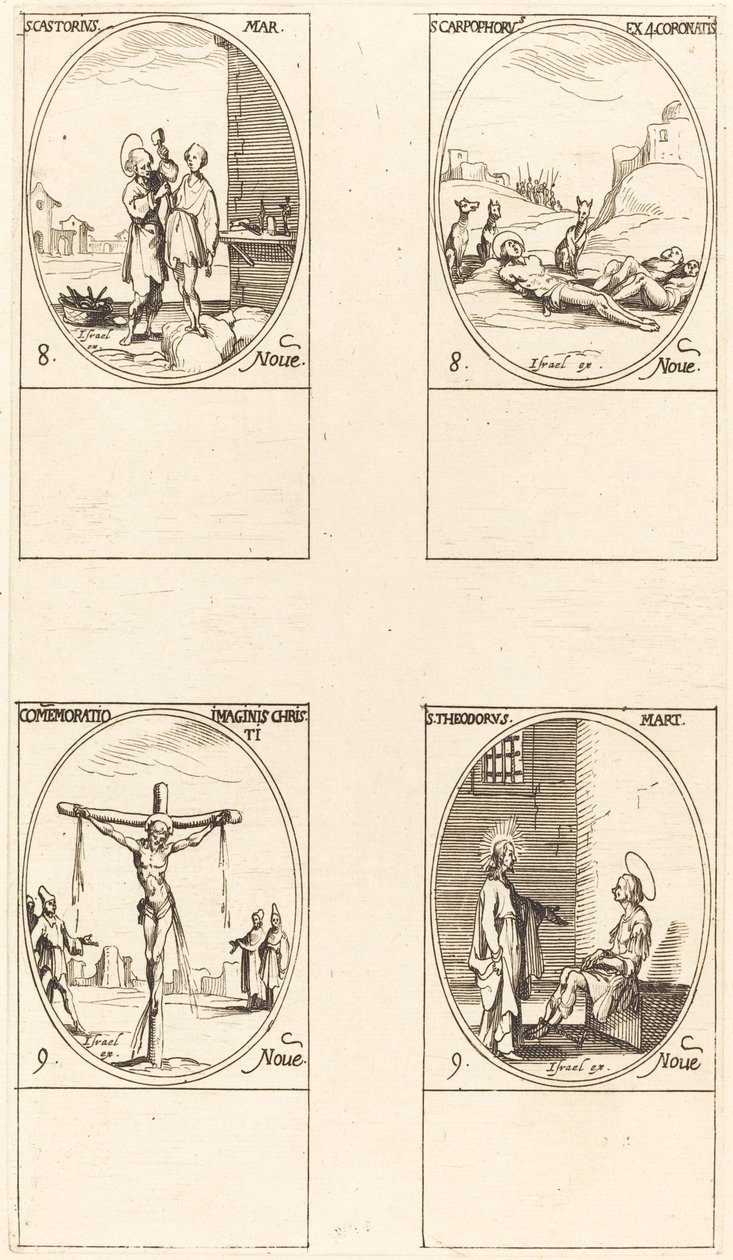 Szent Castorius; Szent Kárpoforusz és a négy koronás mártír; Megemlékezés a Képről alkotó: Jacques Callot