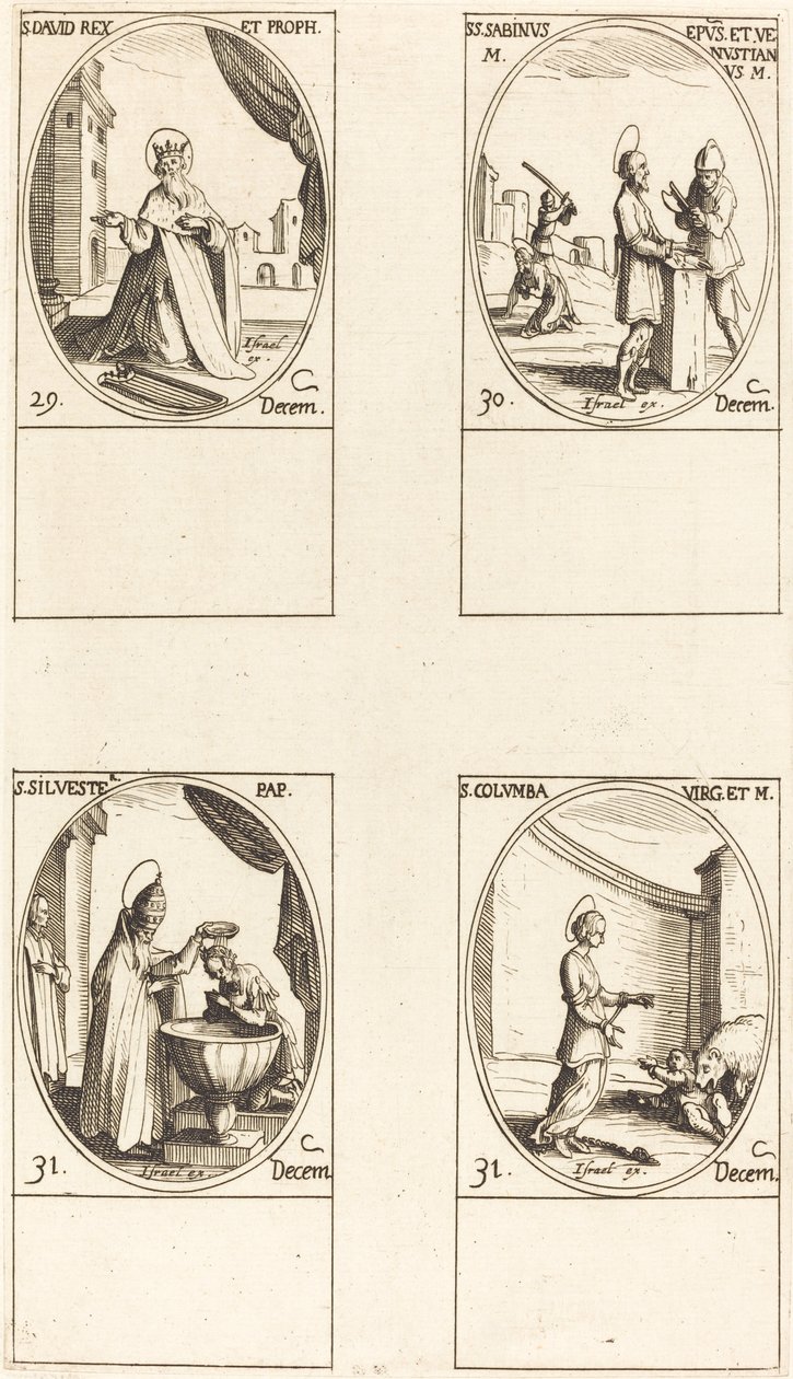 Szent Dávid, király és próféta; Sts. Sabinus és Venustianus; Szent Szilveszter; St. Colomba alkotó: Jacques Callot