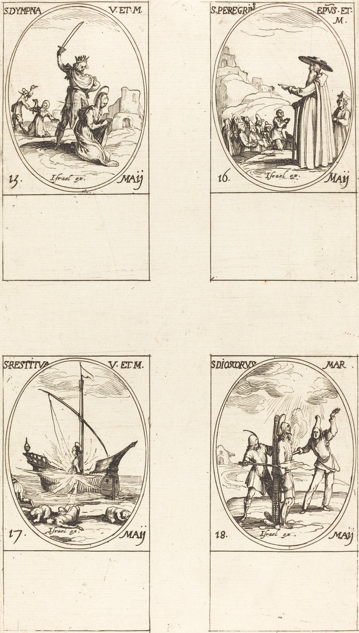 utca Dympna, St. Peregrinus Helyreállítva Dioscorus alkotó: Jacques Callot