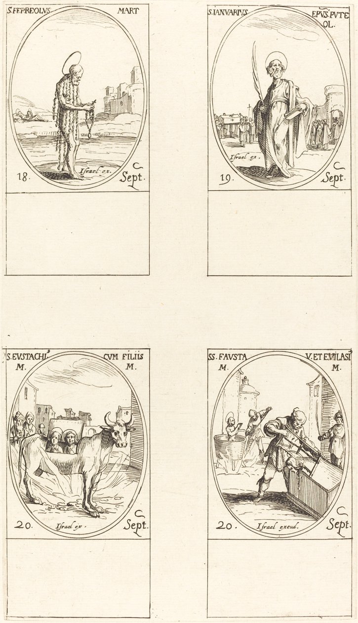 Utca. Ferreolus, St. január, St. Eustace és gyermekei, Sts. Fausta és Evelasius. alkotó: Jacques Callot
