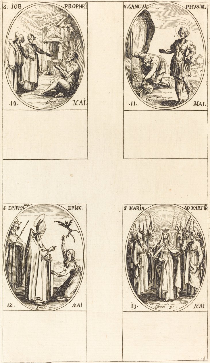 Szent Jób, Próféta, Szent Gangulphus, Szent Epiphanius, Mártírok Szent Mária. alkotó: Jacques Callot