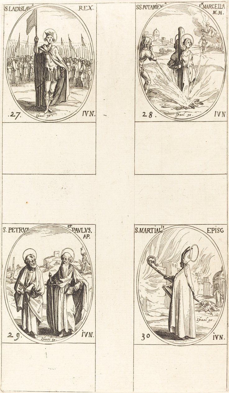 Szent László; Sts. Potamiana és Marcella; Sts. Péter és Pál apostolok; St. Martial alkotó: Jacques Callot