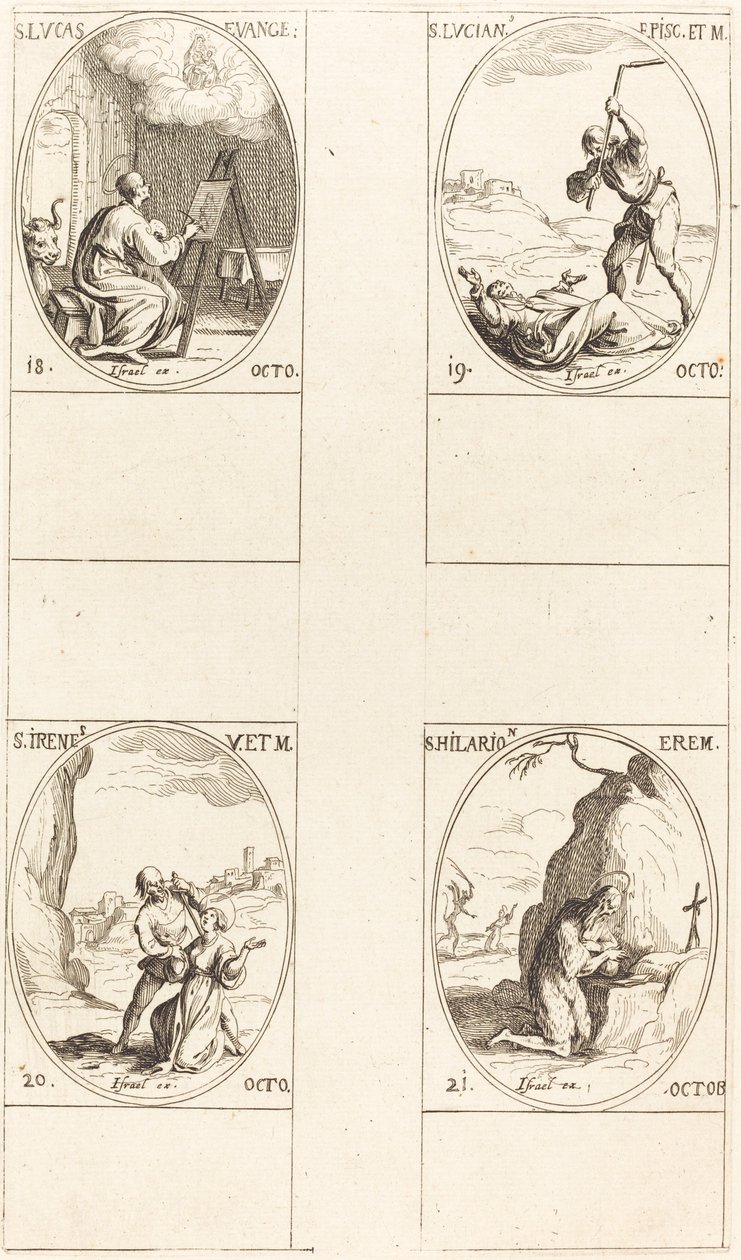 Szent Lukács; St. Lucian; Szent Irén; Szent Hilarion alkotó: Jacques Callot