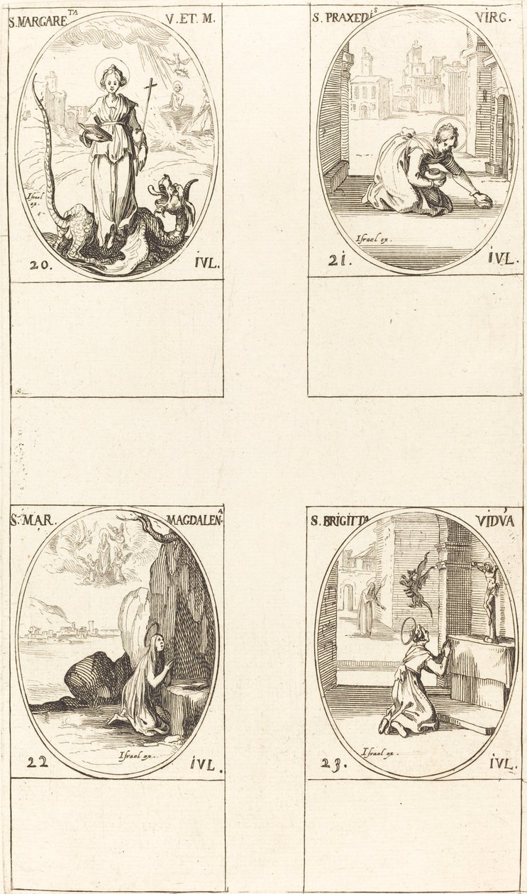 Antiochiai Szent Margit; St. Praxedes; Szent Mária Magdolna; Svéd Szent Bridget alkotó: Jacques Callot