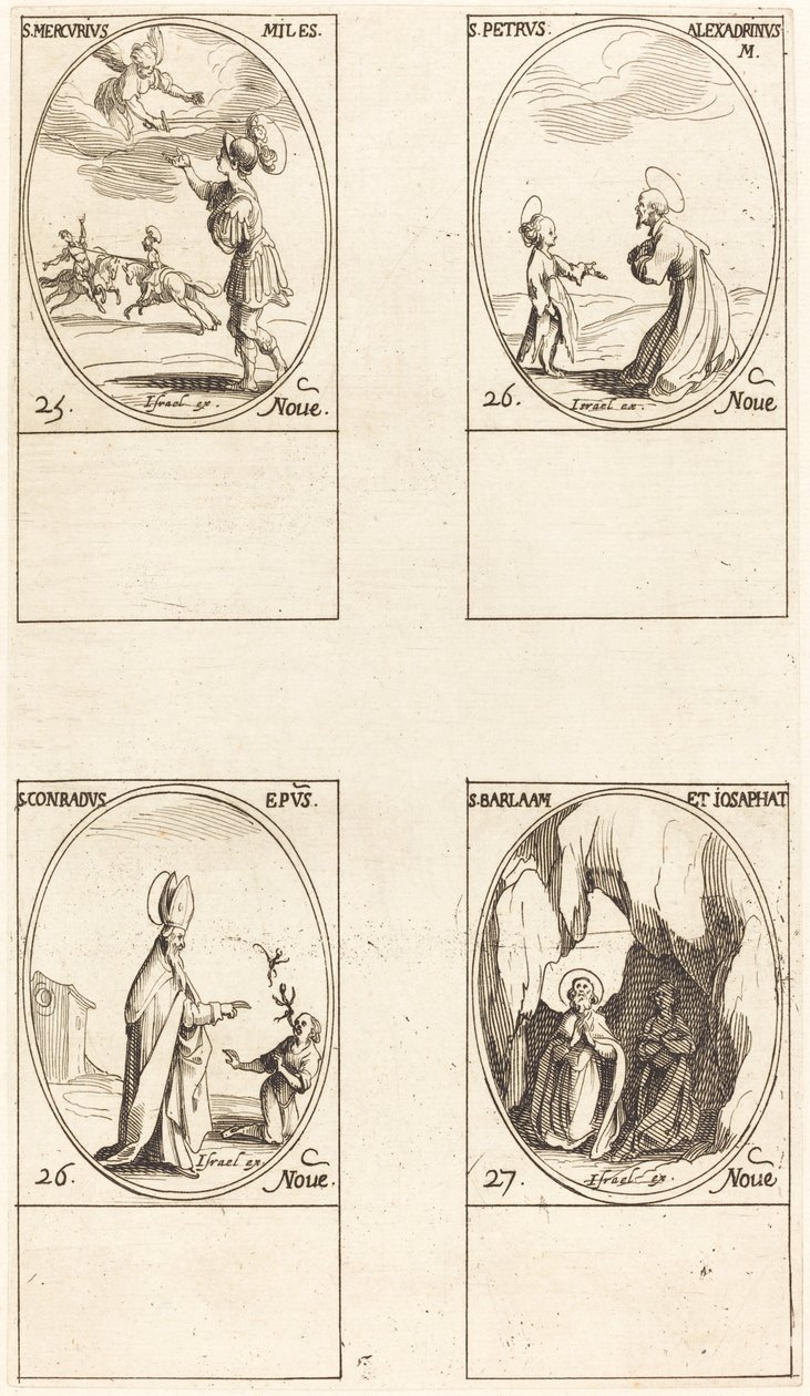 Szent Merkúr; Alexandriai Szent Péter; Szent Konrád; Sts. Barlaám és Josafát alkotó: Jacques Callot