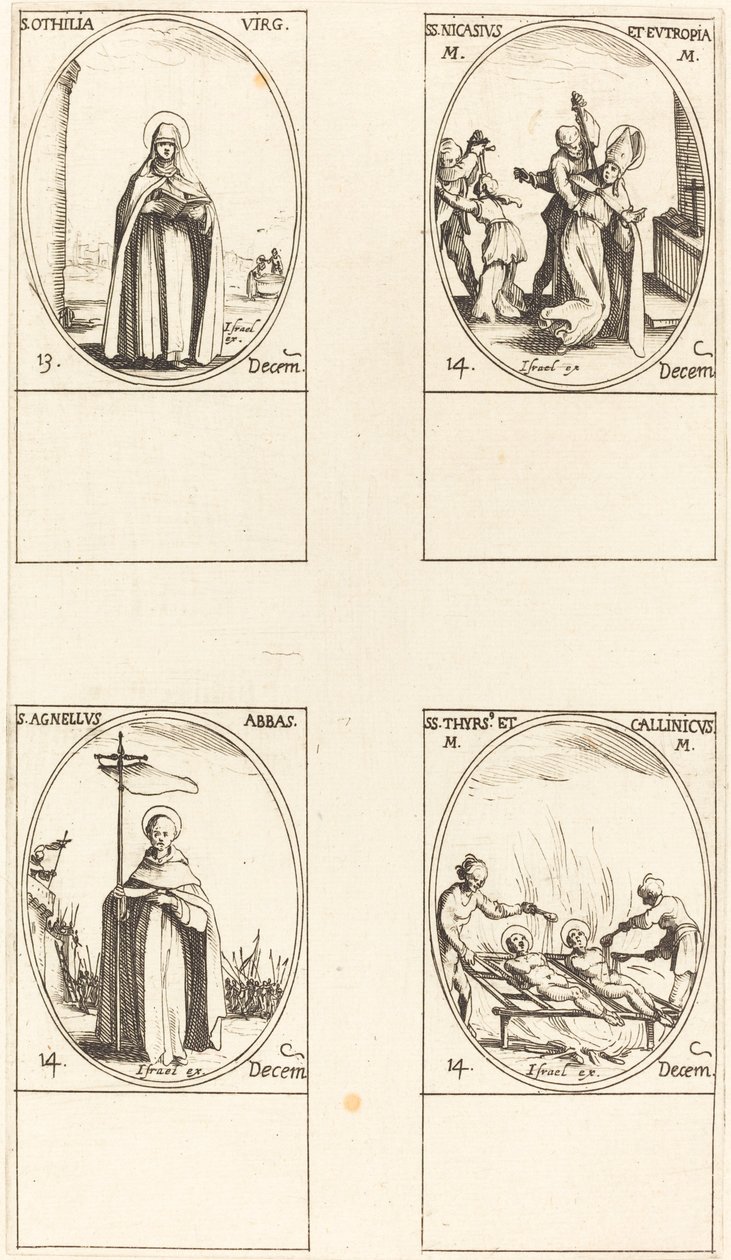 St. Othília; Sts. Nicasius és Eutropia; Szent Ágnelus; Sts. Thyrs