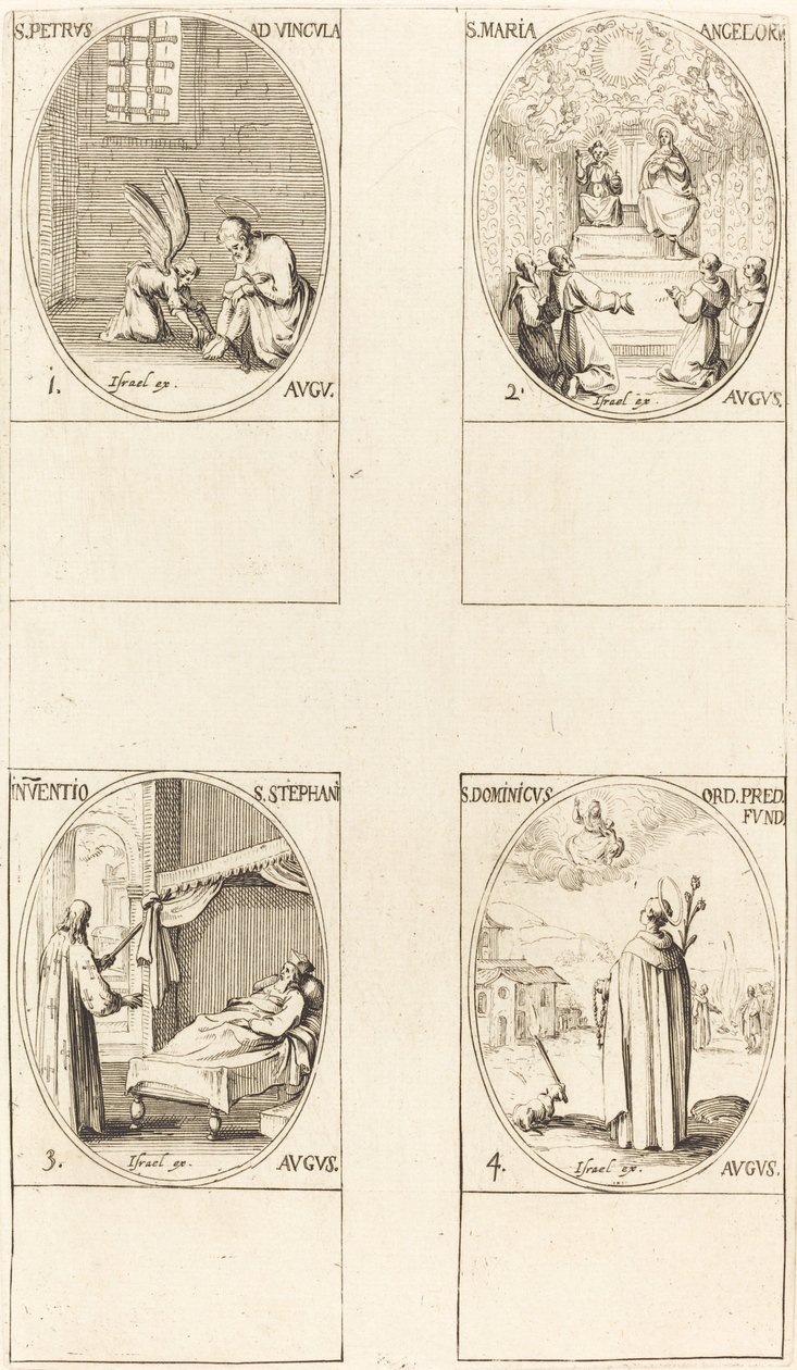 Szent Péter apostol; Angyalok Mária; Szent István testének felfedezése; St. Dom alkotó: Jacques Callot