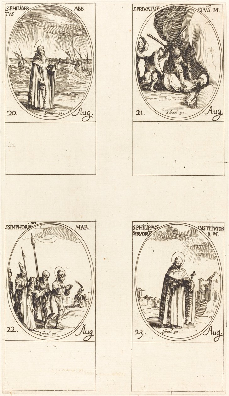 Szent Fülöp, apát; St. Privatus; Szent Szimforikus; Szent Fülöp alkotó: Jacques Callot