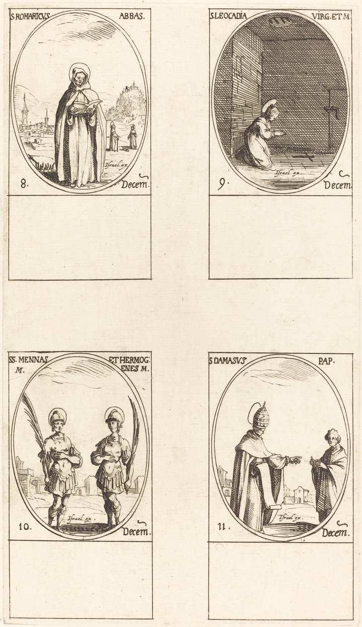 Szent Romaricus; St. Leocadia; Sts. Mennas és Hermogenes; St. Damasus alkotó: Jacques Callot