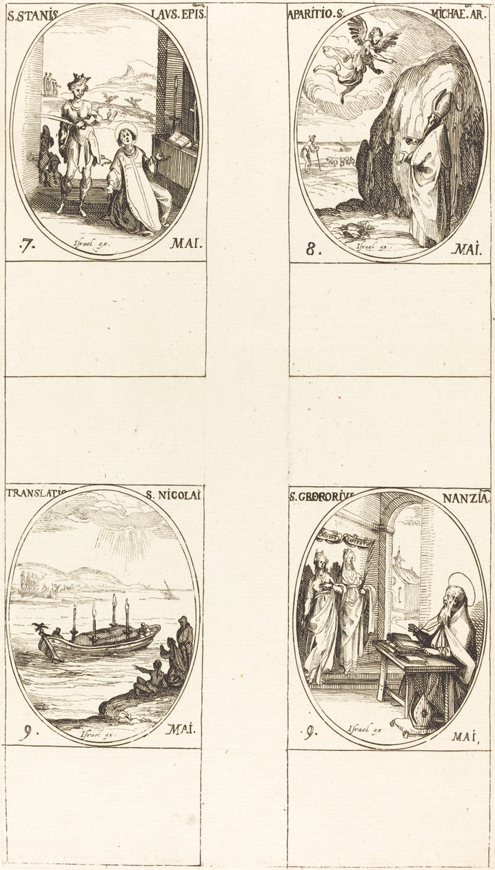 Szent Stanislaus; Szent Mihály jelenése; Szent Miklós fordítása; St. G alkotó: Jacques Callot
