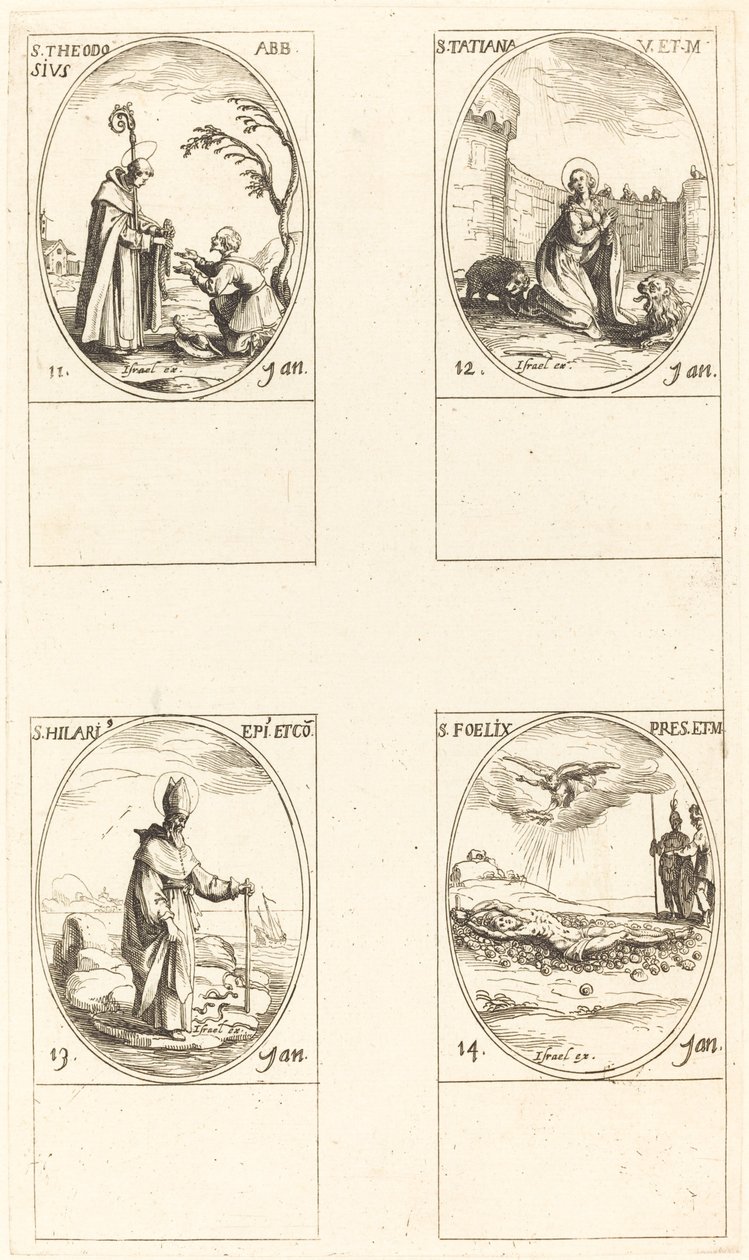 Szent Theodosius; Szent Tatiana; Szent Hilárius; Szent Félix alkotó: Jacques Callot