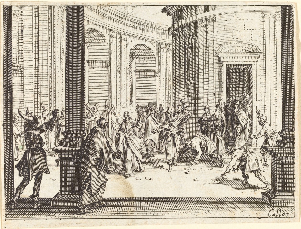 Jézus megkövezése alkotó: Jacques Callot