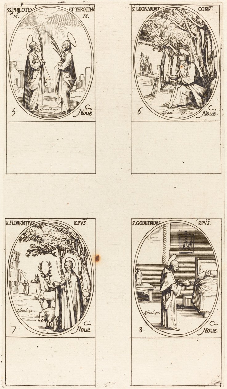Sts. Philoteus és Theotimus; Szent Leonárd; Szent Florentinus; St. Godfrey alkotó: Jacques Callot