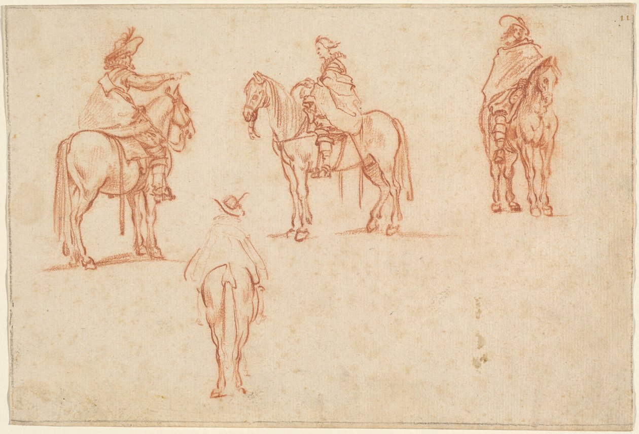 Négy lovas tanulmánya alkotó: Jacques Callot
