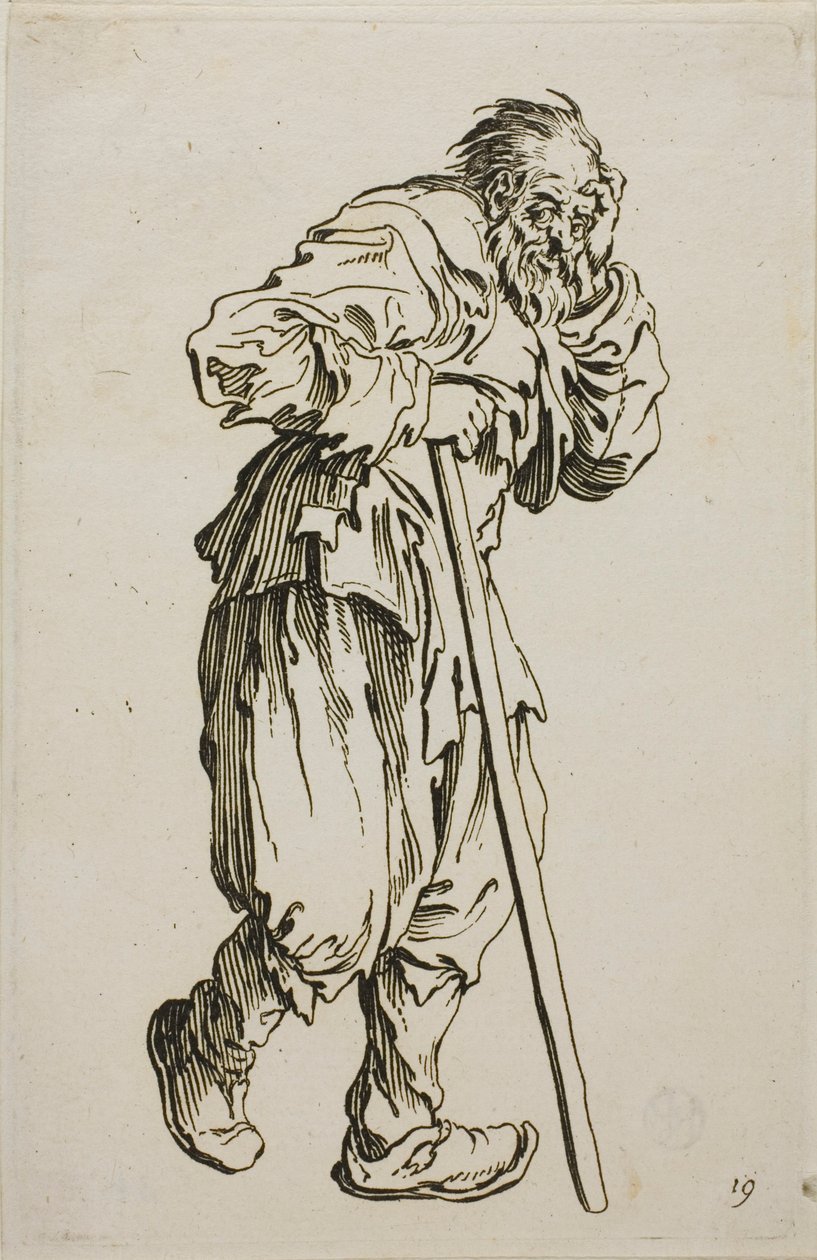A mankós koldus, tizenhatos tányér a The Beggars-től alkotó: Jacques Callot