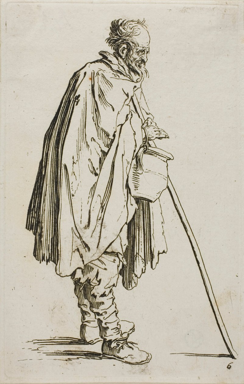 A koldus lábmelegítővel, hatos tányér a The Beggars-től alkotó: Jacques Callot