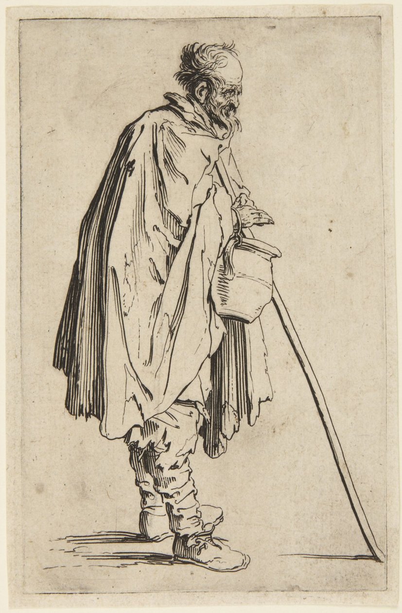 A lábmelegítővel rendelkező koldus alkotó: Jacques Callot