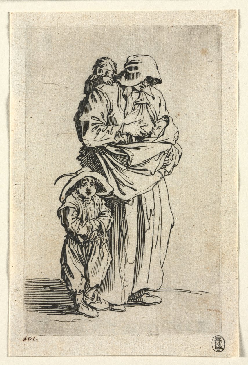 A koldusok: Egy anya és három gyermeke alkotó: Jacques Callot