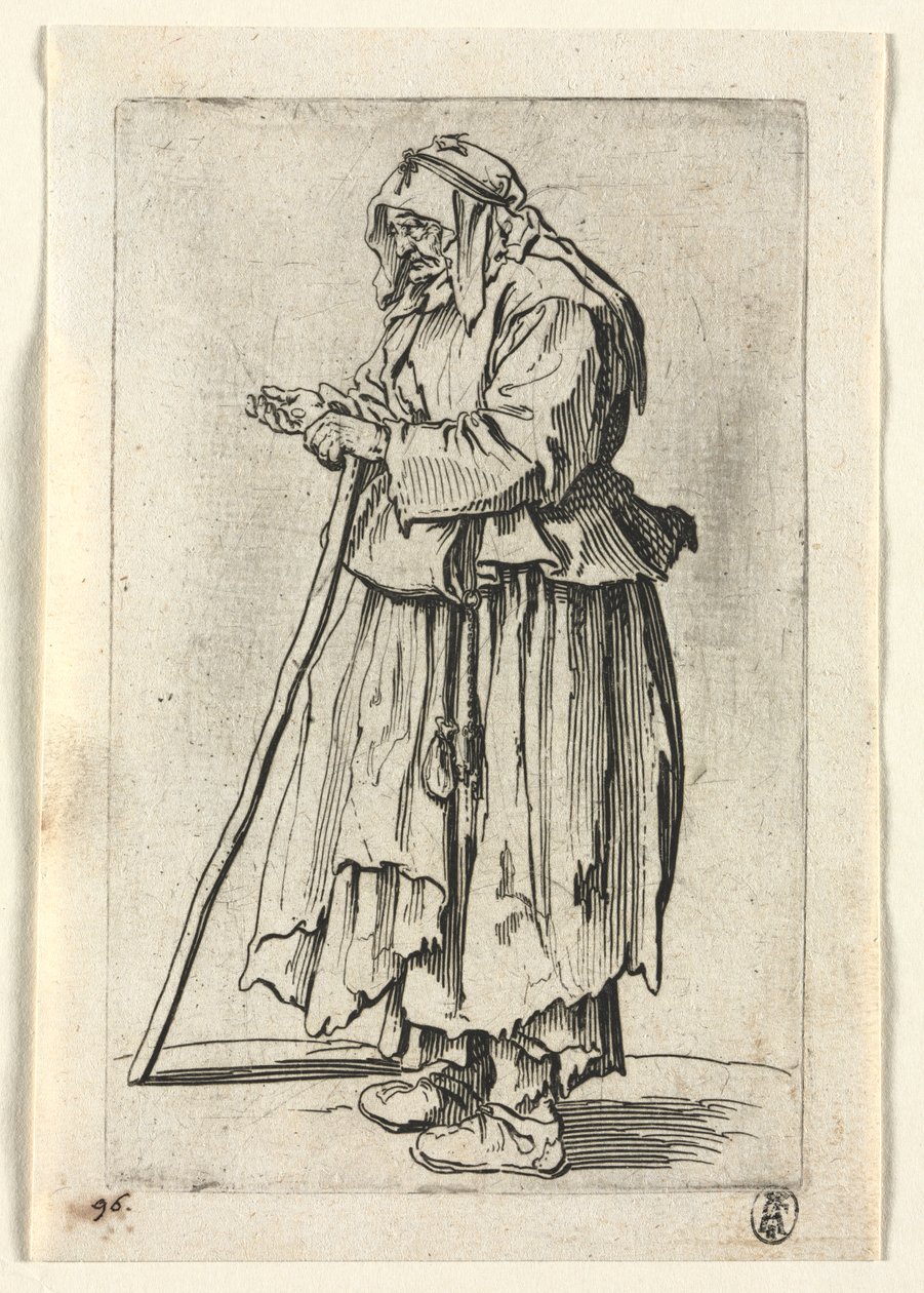A koldusok: Koldusasszony alamizsnát venni alkotó: Jacques Callot