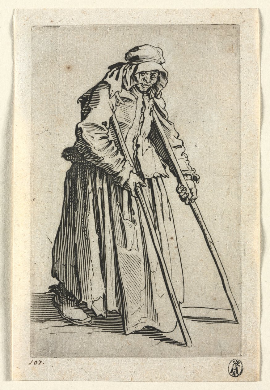 A koldusok: Mankós koldusasszony alkotó: Jacques Callot