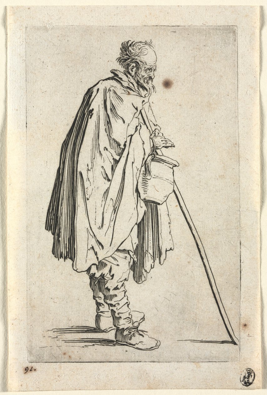 A koldusok: Koldus fazékkal, c. 1623. alkotó: Jacques Callot