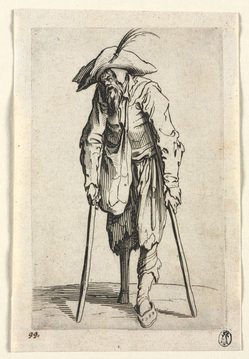 A koldusok: Falábas koldus, c. 1623. alkotó: Jacques Callot