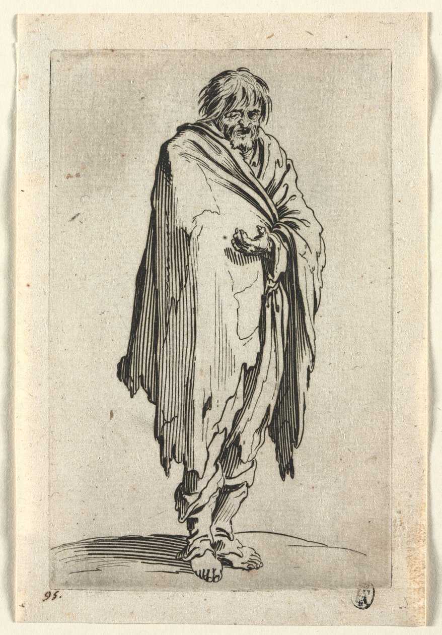 A koldusok: Koldus kalap és cipő nélkül alkotó: Jacques Callot