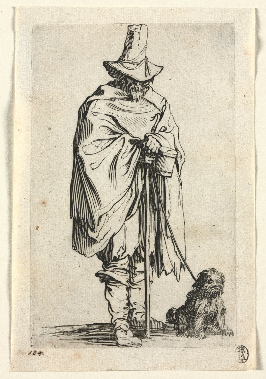 A koldusok: Vak ember a kutyájával alkotó: Jacques Callot