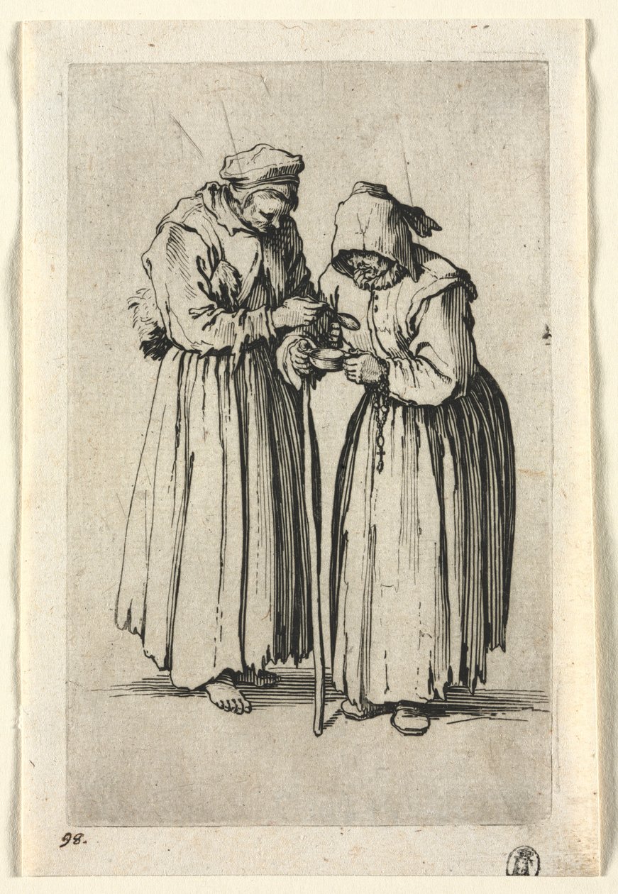 A koldusok: Két koldusasszony c. 1623. alkotó: Jacques Callot