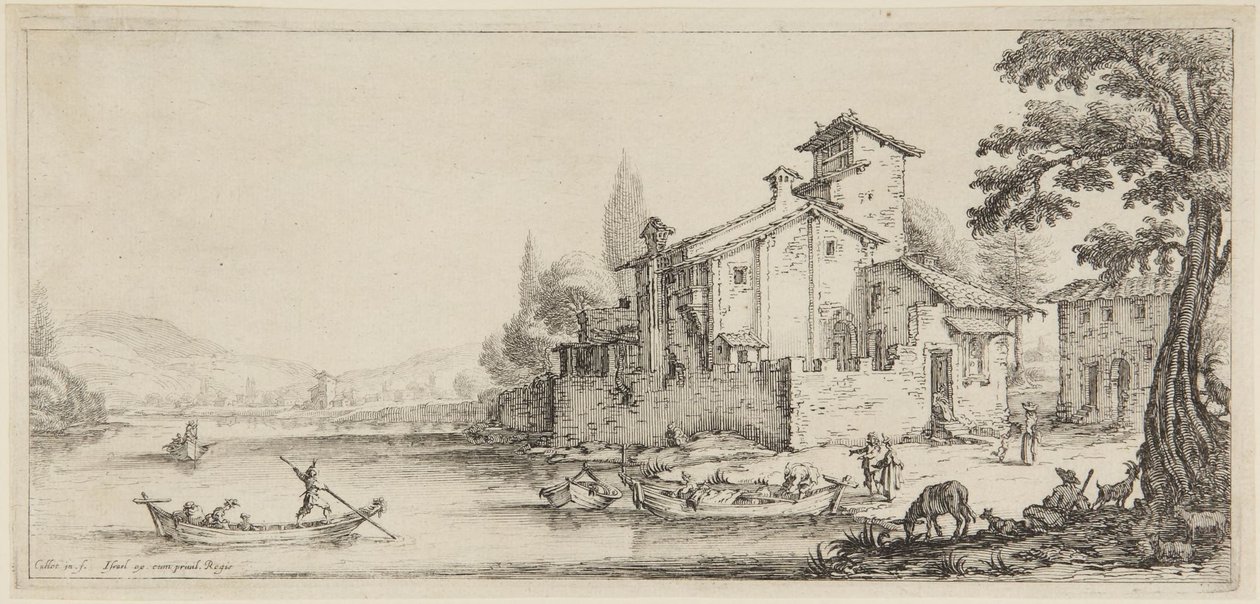 A csónakázás, a „Diverse Vedute Designate in Fiorenza” (Firenzében megtervezett különféle tájképek) című sorozatból alkotó: Jacques Callot